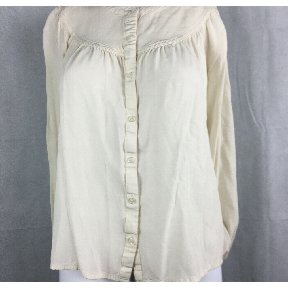 A New Day Shirt Womens‎ Sz XS Ivory Pleated Back Long Sleeve Button Up
